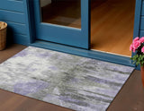 3' X 5' Lavender Ivory And Gray Abstract Washable Indoor Outdoor Area Rug