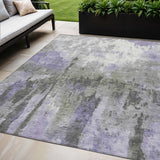 5' X 8' Lavender Ivory And Gray Abstract Washable Indoor Outdoor Area Rug