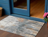 3' X 5' Rust Ivory And Gray Abstract Washable Indoor Outdoor Area Rug
