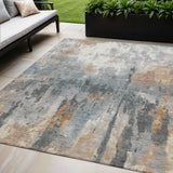 5' X 8' Rust Ivory And Gray Abstract Washable Indoor Outdoor Area Rug