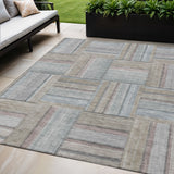 5' X 8' Taupe Lavender And Gray Geometric Washable Indoor Outdoor Area Rug