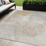 5' X 8' Beige Ivory And Gold Geometric Washable Indoor Outdoor Area Rug