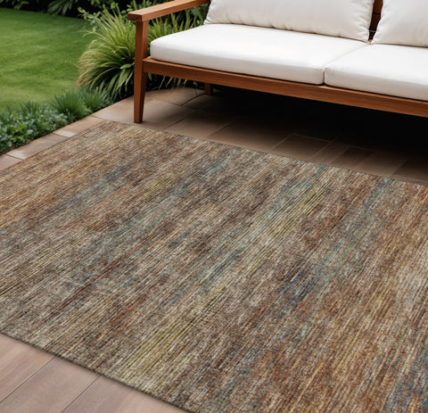8' X 10' Burnt Sienna And Coffee Abstract Washable Indoor Outdoor Area Rug