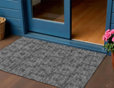 3' X 5' Black And Ivory Geometric Washable Indoor Outdoor Area Rug