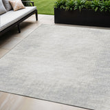 5' X 8' Gray And Ivory Abstract Washable Indoor Outdoor Area Rug