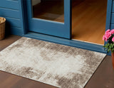 3' X 5' Brown And Ivory Abstract Washable Indoor Outdoor Area Rug