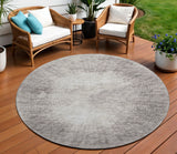 8' Coffee And Ivory Round Abstract Washable Indoor Outdoor Area Rug
