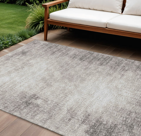 8' X 10' Coffee And Ivory Abstract Washable Indoor Outdoor Area Rug
