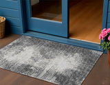 3' X 5' Black And Ivory Abstract Washable Indoor Outdoor Area Rug