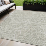 5' X 8' Beige And Ivory Abstract Washable Indoor Outdoor Area Rug