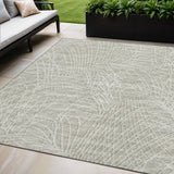 5' X 8' Beige And Gray Abstract Washable Indoor Outdoor Area Rug