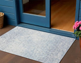 3' X 5' Blue And Ivory Abstract Washable Indoor Outdoor Area Rug
