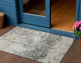 3' X 5' Gray And Charcoal Abstract Washable Indoor Outdoor Area Rug