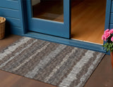 3' X 5' Brown And Ivory Abstract Washable Indoor Outdoor Area Rug