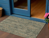 3' X 5' Green And Charcoal Abstract Washable Indoor Outdoor Area Rug