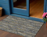 3' X 5' Granite Gray Ivory And Gold Abstract Washable Indoor Outdoor Area Rug