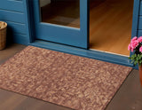 3' X 5' Terra Cotta And Beige Damask Washable Indoor Outdoor Area Rug