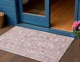 3' X 5' Pink And Ivory Tribal Washable Indoor Outdoor Area Rug