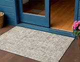 3' X 5' Khaki And Ivory Tribal Washable Indoor Outdoor Area Rug