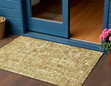 3' X 5' Gold And Ivory Tribal Washable Indoor Outdoor Area Rug