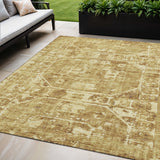 5' X 8' Gold And Ivory Tribal Washable Indoor Outdoor Area Rug