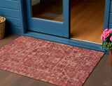 3' X 5' Cinnamon And Red Tribal Washable Indoor Outdoor Area Rug