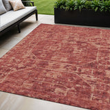 5' X 8' Cinnamon And Red Tribal Washable Indoor Outdoor Area Rug