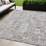 5' X 8' Coffee And Ivory Tribal Washable Indoor Outdoor Area Rug
