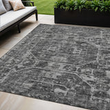 5' X 8' Black And Ivory Tribal Washable Indoor Outdoor Area Rug