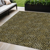 5' X 8' Gold And Black Leopard Print Washable Indoor Outdoor Area Rug
