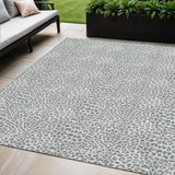5' X 8' Gray And Ivory Leopard Print Washable Indoor Outdoor Area Rug