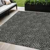 5' X 8' Graphite And Black Leopard Print Washable Indoor Outdoor Area Rug