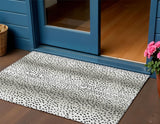 3' X 5' Pearl And Black Animal Print Washable Indoor Outdoor Area Rug