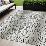 5' X 8' Pearl And Black Animal Print Washable Indoor Outdoor Area Rug