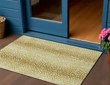 3' X 5' Gold And White Animal Print Washable Indoor Outdoor Area Rug
