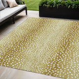 5' X 8' Gold And White Animal Print Washable Indoor Outdoor Area Rug