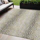 5' X 8' Fawn And White Animal Print Washable Indoor Outdoor Area Rug