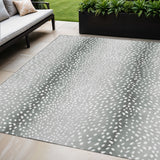 5' X 8' Gray And White Animal Print Washable Indoor Outdoor Area Rug