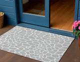 3' X 5' Gray And White Animal Print Washable Indoor Outdoor Area Rug
