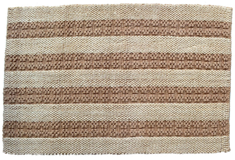 2' X 3' Beige And Brown Jute Striped Hand Woven Area Rug