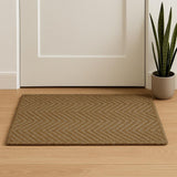 2' X 3' Beige And Brown Jute Chevron Hand Woven Area Rug