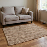 5' X 7' Natural Jute Abstract Hand Woven Area Rug