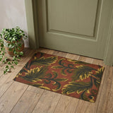 2' X 3' Brown And Green Jute Botanical Leaves Hand Woven Area Rug