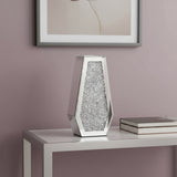 12" Silver Faux Crystal And Mirrored Glass Table Vase