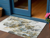 3' X 5' Cool Gray And Gold Abstract Washable Indoor Outdoor Area Rug