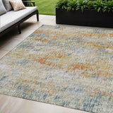 5' X 8' Gold Beige And Orange Abstract Washable Indoor Outdoor Area Rug