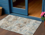 3' X 5' Midnight Ivory And Beige Abstract Washable Indoor Outdoor Area Rug