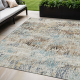 5' X 8' Midnight Ivory And Beige Abstract Washable Indoor Outdoor Area Rug
