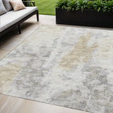 5' X 8' Midnight Ivory And Beige Abstract Washable Indoor Outdoor Area Rug