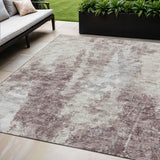 5' X 8' Plum And Ivory Abstract Washable Indoor Outdoor Area Rug